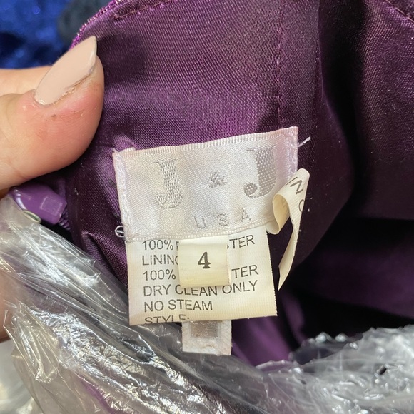 Purple Strapless Mermaid Prom Dress, Lace + Jeweled Detailing - Picture 6 of 6